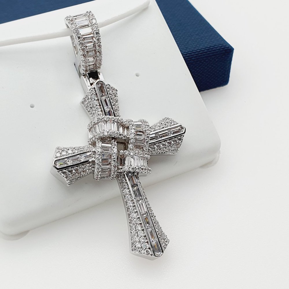 925 Sterling Silver Plated CZ Pendant, EVBRS589 - Picture 7 of 11